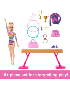 Juego de Gimnasia Barbie con Muñeca y Accesorios 10 Piezas 2