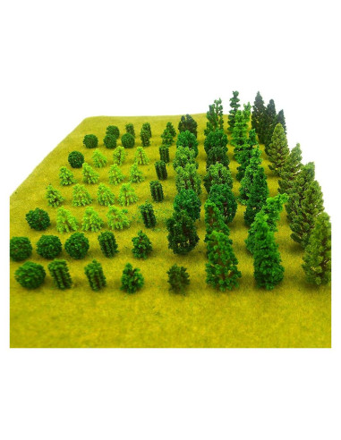 70 Árboles Modelo Miniatura MOMOONNON para Escenografía Verde