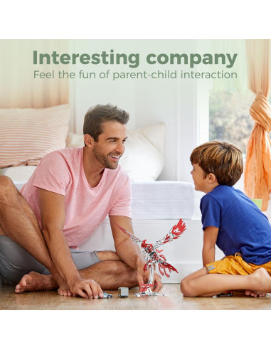 Rompecabezas 3D de Metal LONGPIN Fénix Rojo DIY 24 cm