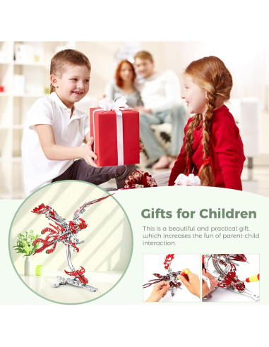 Rompecabezas 3D de Metal LONGPIN Fénix Rojo DIY 24 cm