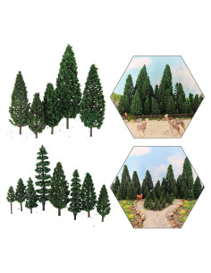 52 Árboles de Pino Verde Plástico para Diorama HO Evemodel