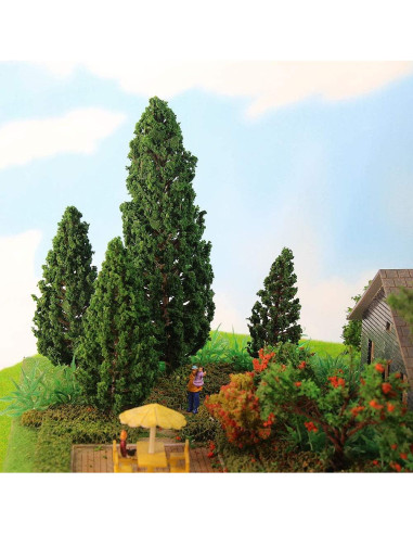 52 Árboles de Pino Verde Plástico para Diorama HO Evemodel