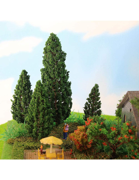 52 Árboles de Pino Verde Plástico para Diorama HO Evemodel