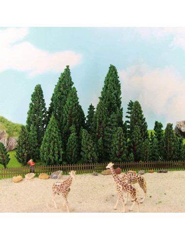 52 Árboles de Pino Verde Plástico para Diorama HO Evemodel