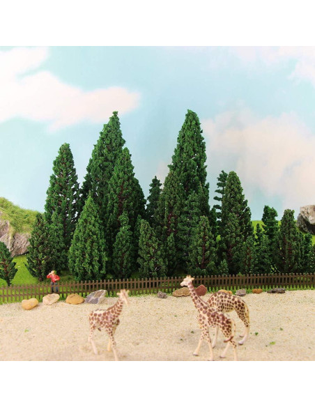 52 Árboles de Pino Verde Plástico para Diorama HO Evemodel