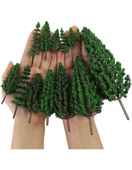 52 Árboles de Pino Verde Plástico para Diorama HO Evemodel