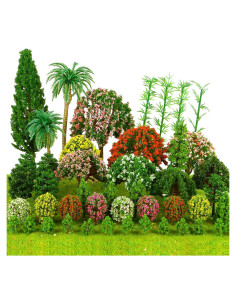 60 Árboles Miniatura Mixtos MOMOONNON para Diorama 3-15 cm