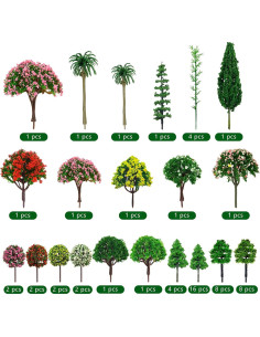 60 Árboles Miniatura Mixtos MOMOONNON para Diorama 3-15 cm 2