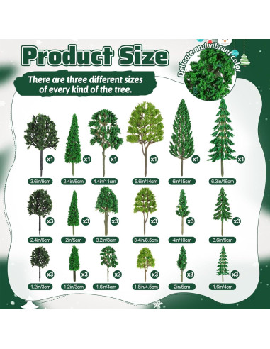42 Mini Árboles de Plástico DIVINA VITAE 3.05-16 cm Verde