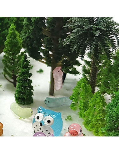 55 Piezas Árboles en Miniatura y Figuras de Animales Luminosa