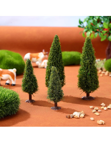 FAVOMOTO 15PCS Árboles Miniatura de Cedro Verde para Diorama