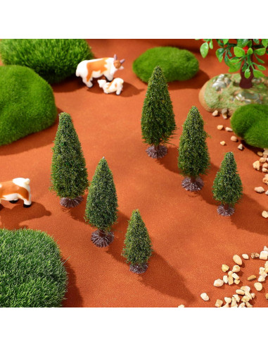 FAVOMOTO 15PCS Árboles Miniatura de Cedro Verde para Diorama