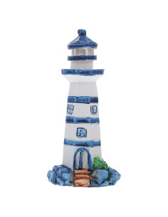 Adorno Faro Mediterráneo Mini Resina Wakauto 9.7x3.5cm Azul