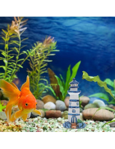 Adorno Faro Mediterráneo Mini Resina Wakauto 9.7x3.5cm Azul 2