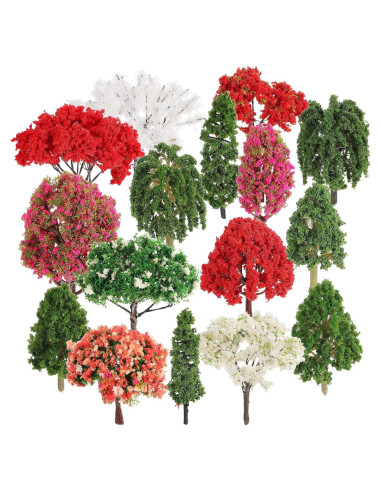 16 Piezas Árboles Miniatura GLEAVI PVC Realistas 6.87 cm