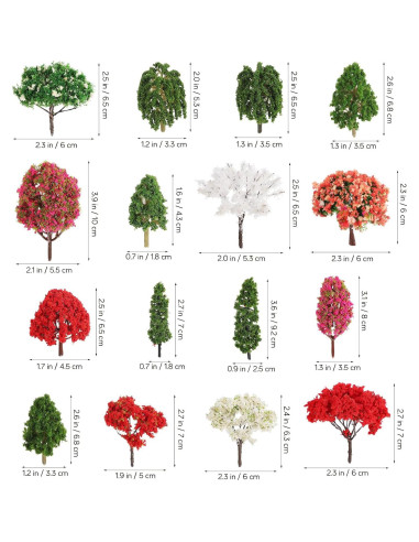 16 Piezas Árboles Miniatura GLEAVI PVC Realistas 6.87 cm