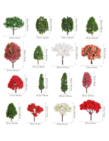 16 Piezas Árboles Miniatura GLEAVI PVC Realistas 6.87 cm 16 Piezas Árboles Miniatura GLEAVI PVC Realistas 6.87 cm