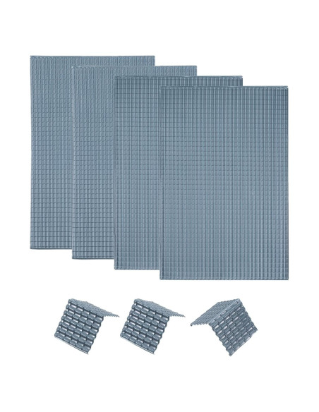 Tejas de Techo Miniatura MECCANIXITY PVC Gris Oscuro 4 Pzas