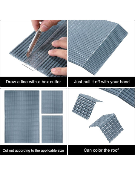 Tejas de Techo Miniatura MECCANIXITY PVC Gris Oscuro 4 Pzas