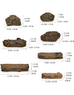 7 Piezas Troncos y Rocas Artificiales PIVNASY para Jardín 2