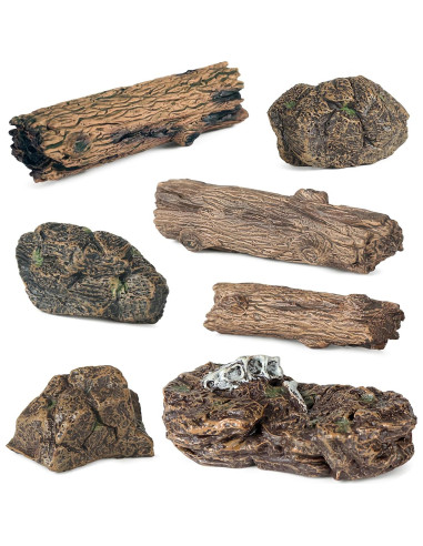 7 Piezas Troncos y Rocas Artificiales PIVNASY para Jardín