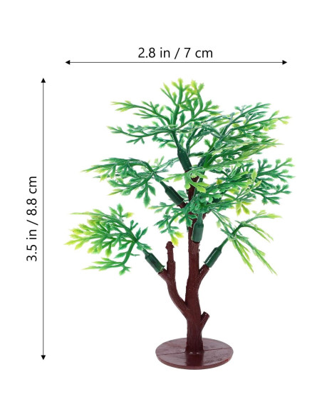 12 Árboles Miniatura de Plástico Verde para Dioramas 8.8 cm