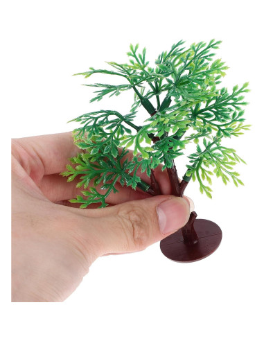 12 Árboles Miniatura de Plástico Verde para Dioramas 8.8 cm