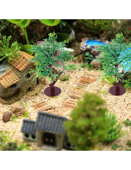 12 Árboles Miniatura de Plástico Verde para Dioramas 8.8 cm