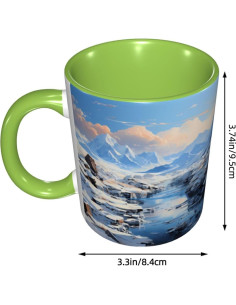 Taza de Cerámica Verde BROLEO Patrón Montaña 413g 2