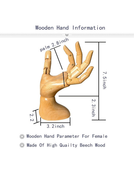 Maniquí de Mano Articulada de Madera Tian Fang 19 cm