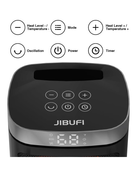 Calentador de espacio portátil JIBUFI 1500W con control remoto