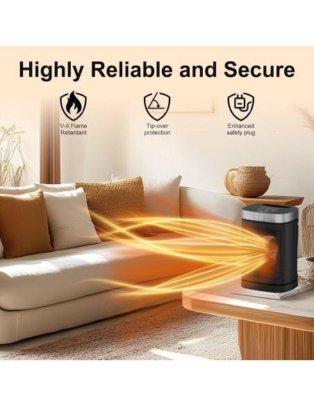 Calentador de espacio portátil JIBUFI 1500W con control remoto