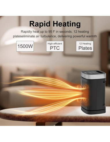Calentador de espacio portátil JIBUFI 1500W con control remoto