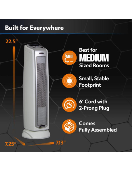 Calefactor de Torre Cerámico Lasko 5775 1500W Plata 57.15cm