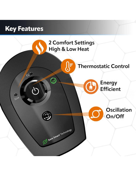 Calefactor de Cerámica Lasko CT14101 Oscilante 1500W Negro