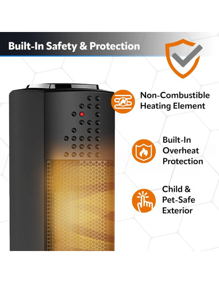 Calefactor de Cerámica Lasko CT14101 Oscilante 1500W Negro