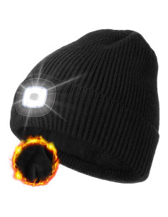 Gorro de Forro Polar MELASA con LED Recargable USB Negro