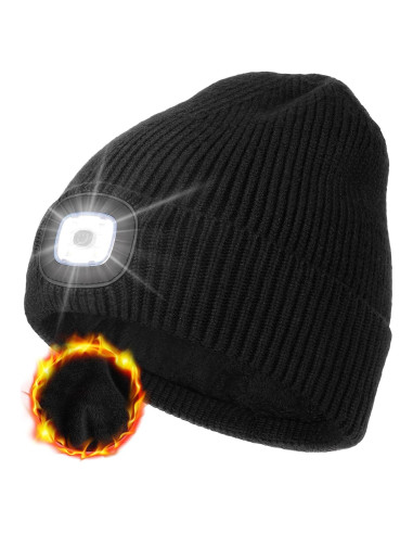 Gorro de Forro Polar MELASA con LED Recargable USB Negro