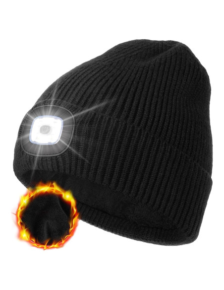 Gorro de Forro Polar MELASA con LED Recargable USB Negro