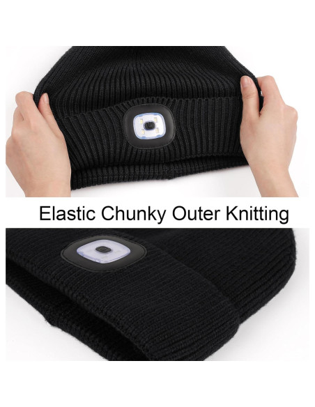 Gorro de Forro Polar MELASA con LED Recargable USB Negro