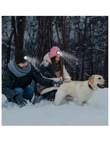 Gorro de Forro Polar MELASA con LED Recargable USB Negro