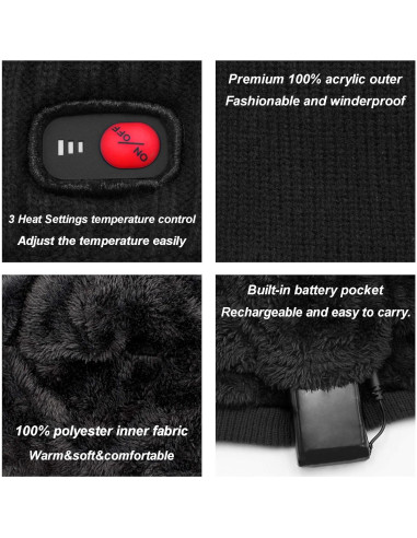 Gorro Térmico Eléctrico Recargable Unisex - Calor Ajustable