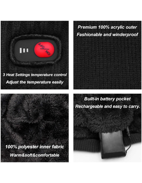 Gorro Térmico Eléctrico Recargable Unisex - Calor Ajustable