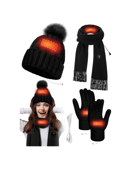 Conjunto Calentado USB: Gorro, Bufanda y Guantes Cutecrop