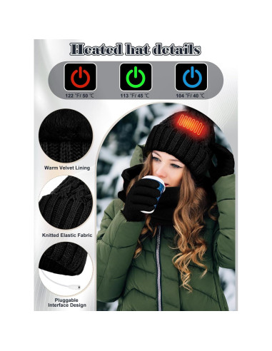 Conjunto Calentado USB: Gorro, Bufanda y Guantes Cutecrop