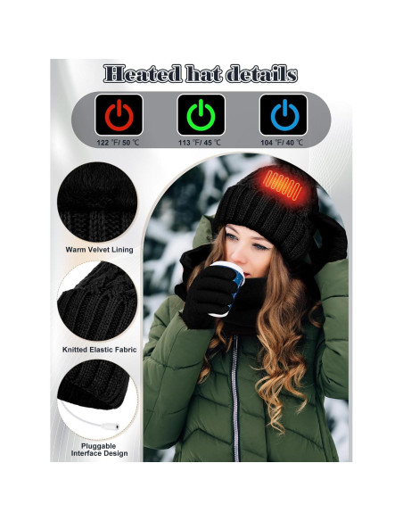Conjunto Calentado USB: Gorro, Bufanda y Guantes Cutecrop