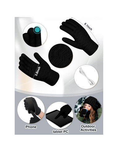 Conjunto Calentado USB: Gorro, Bufanda y Guantes Cutecrop