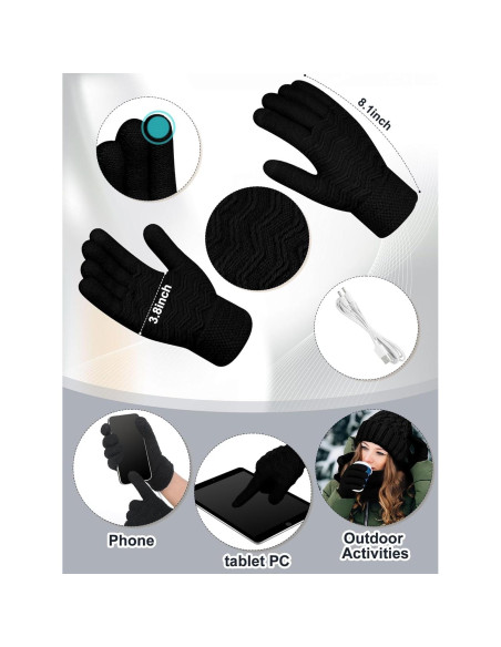 Conjunto Calentado USB: Gorro, Bufanda y Guantes Cutecrop