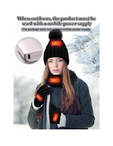 Conjunto Calentado USB: Gorro, Bufanda y Guantes Cutecrop