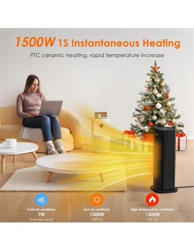 Calentador de Espacio Eléctrico Minthouz S760 1500W Oscilante 70